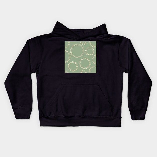 sage floral wreath Kids Hoodie by FrancesPoff